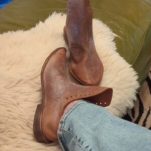 Brown Vintage Free People Leather Ankle Boots